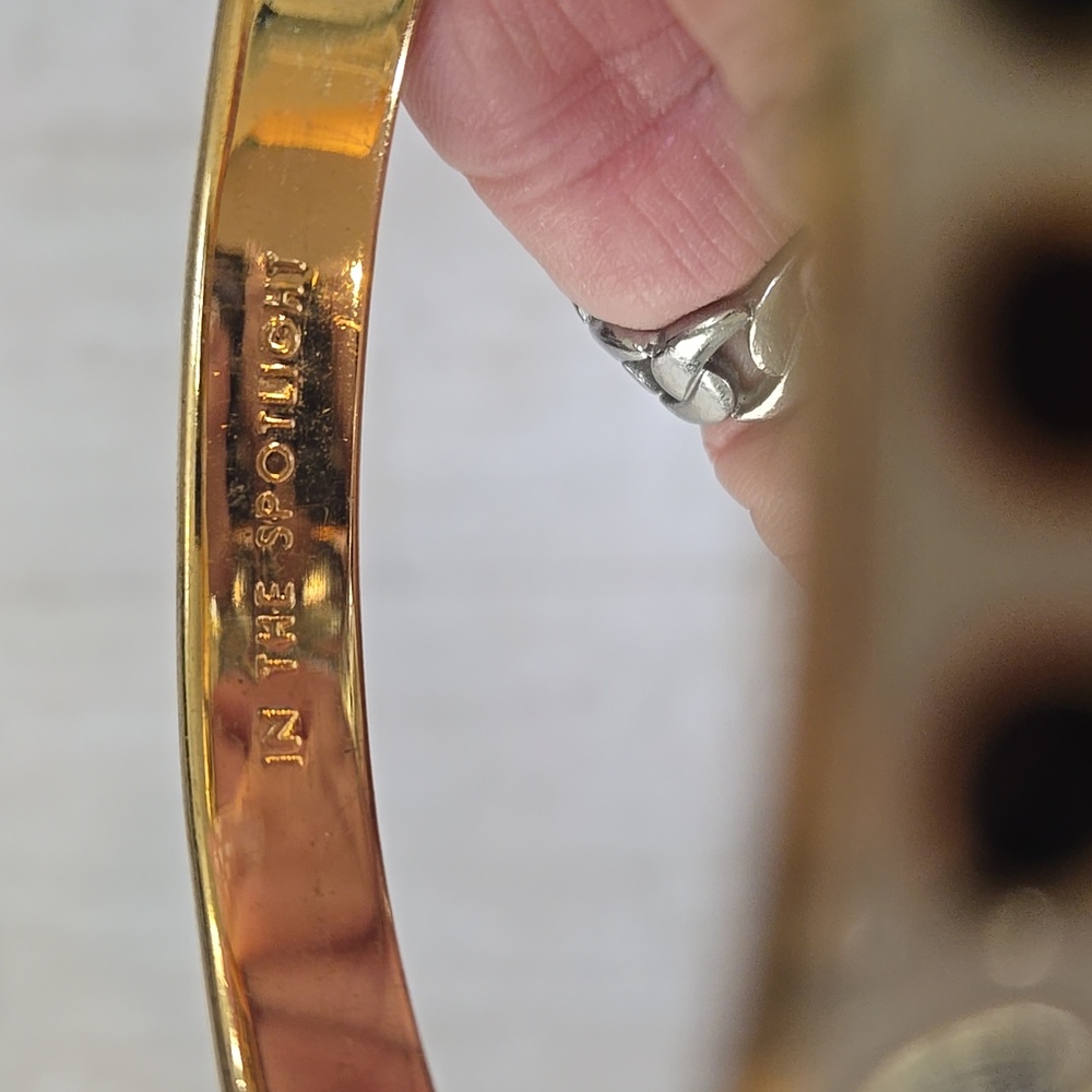 Kate Spade New York "In the Spotlight" Black/Cream/Gold Enamel Bangle Bracelet - Picture 3 of 8